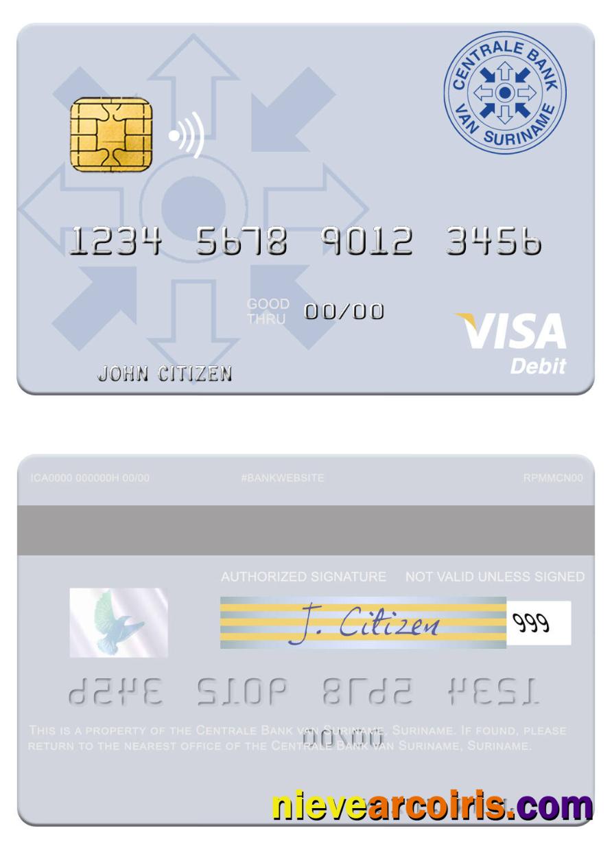 Suriname Centrale Bank van Suriname visa debit card